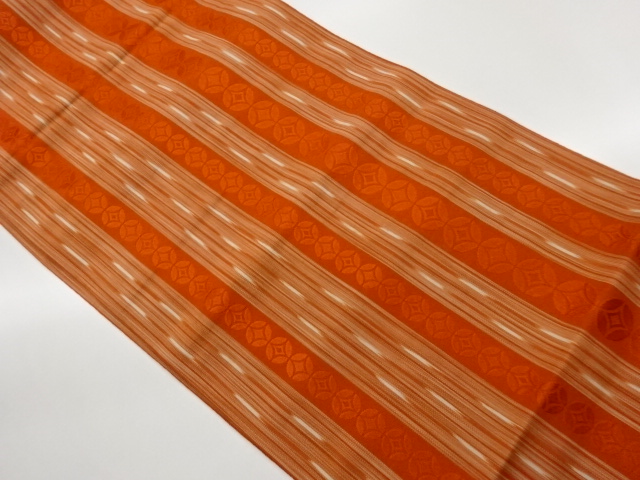 JAPANESE KIMONO / CHIKUZEN HAKATA STRIPES / SHIPPO PATTERN WEAVING NAG